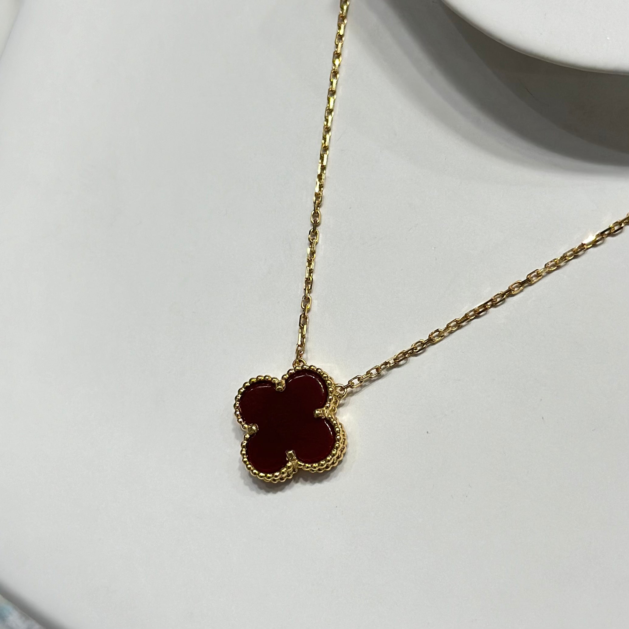 Real 18K Yellow Gold - SJVC 14mm Red Necklace