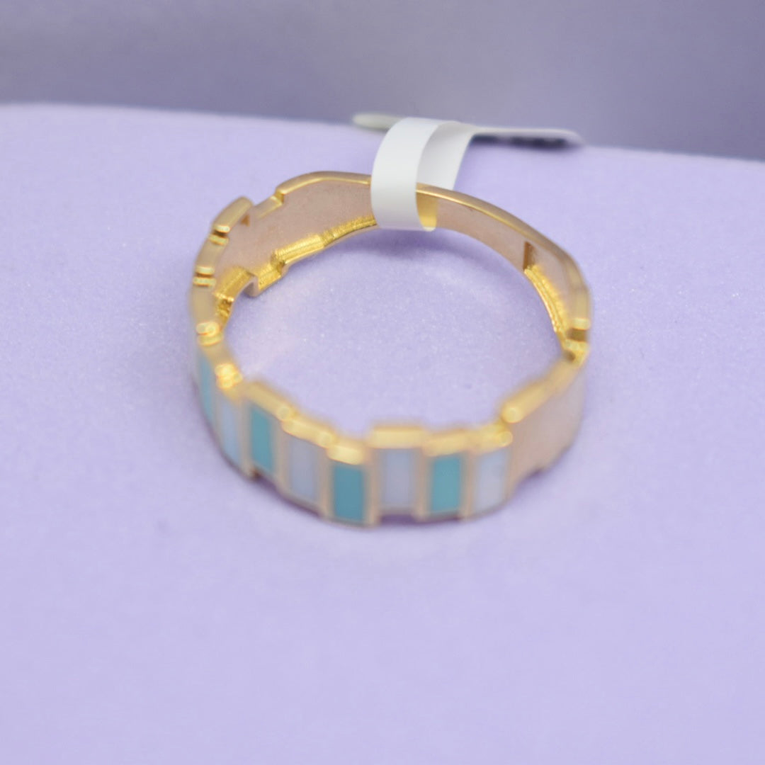 *SUMMER COLLECTION* 18K Gold - Bar Light Blue Enamel Ring