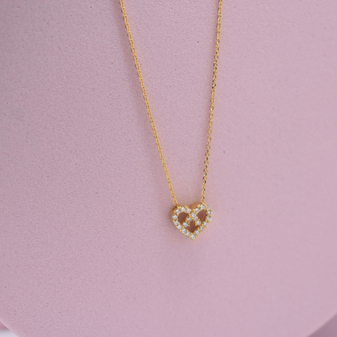 *SALE* Real 18K Yellow Gold - Zircon Heart Necklace