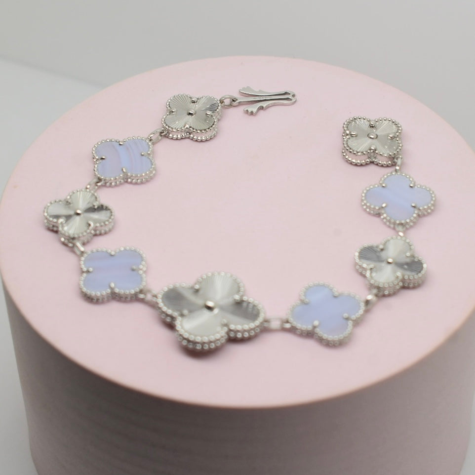 18K White Gold - SJVC Chalcedony Large Flower Bracelet