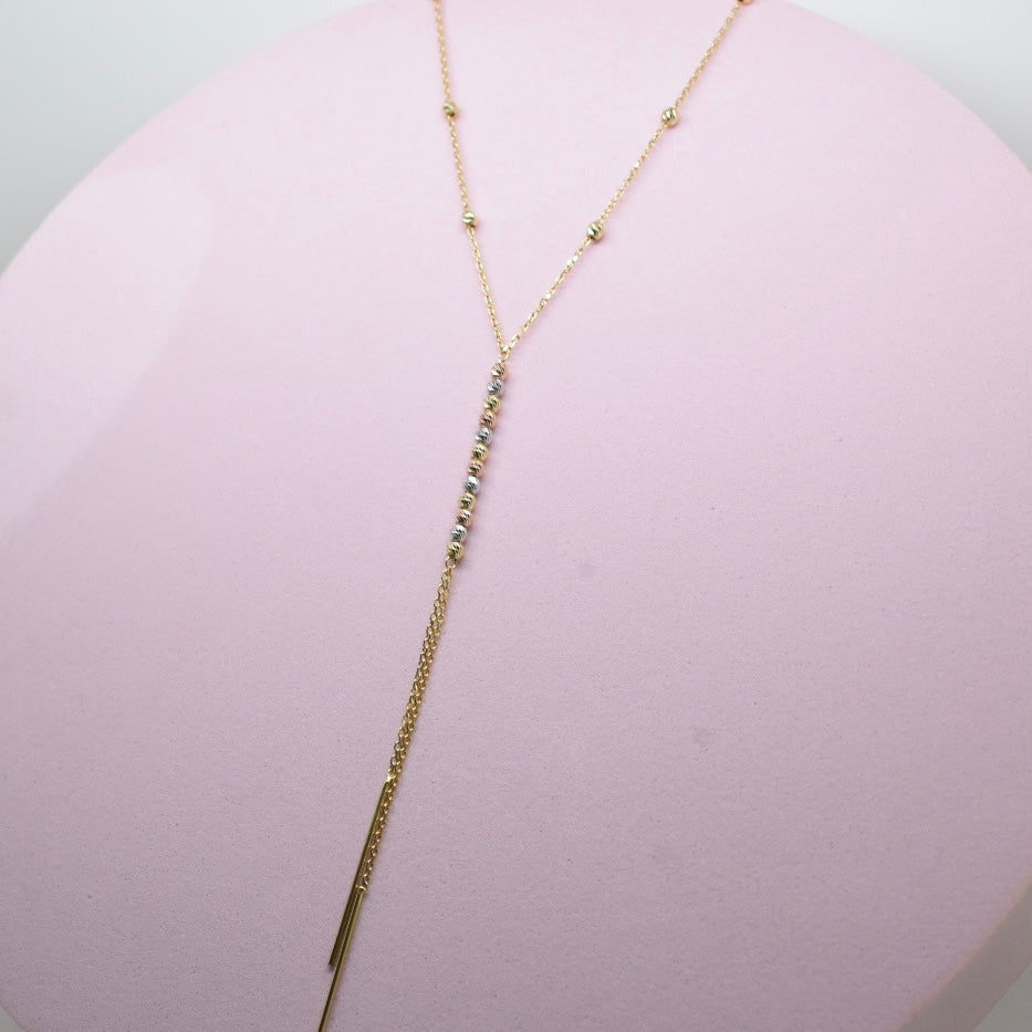 *LIMITED* 18K Gold - Long Tri Color Ball Necklace