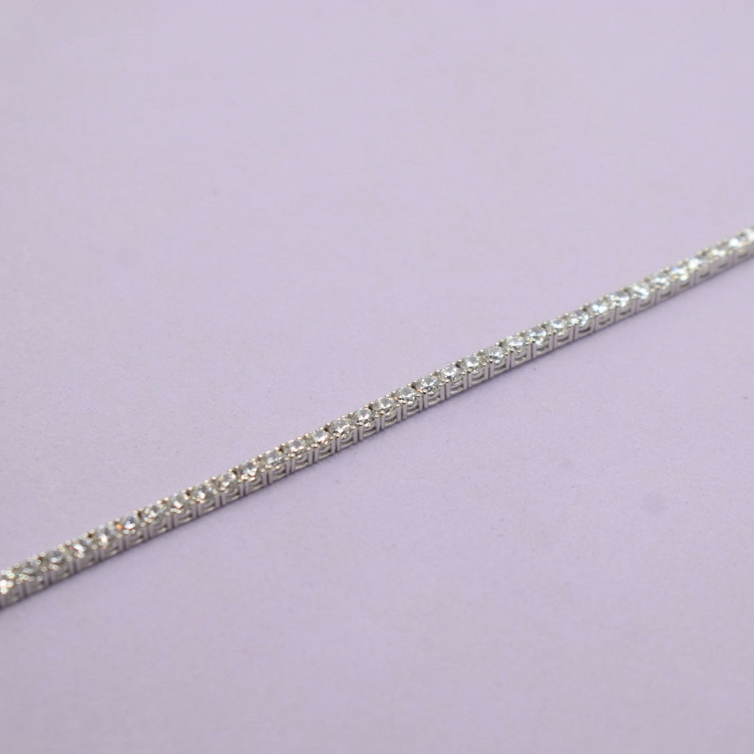 Real 18K White Gold -  Tennis Bracelet