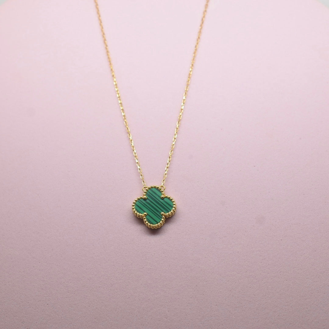 *Thin Light Weight* 18K Gold - SJVC Green Necklace