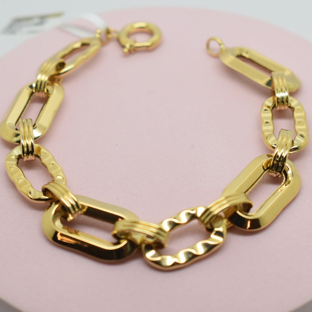 Real 18K Yellow Gold - Chunky Link Bracelet