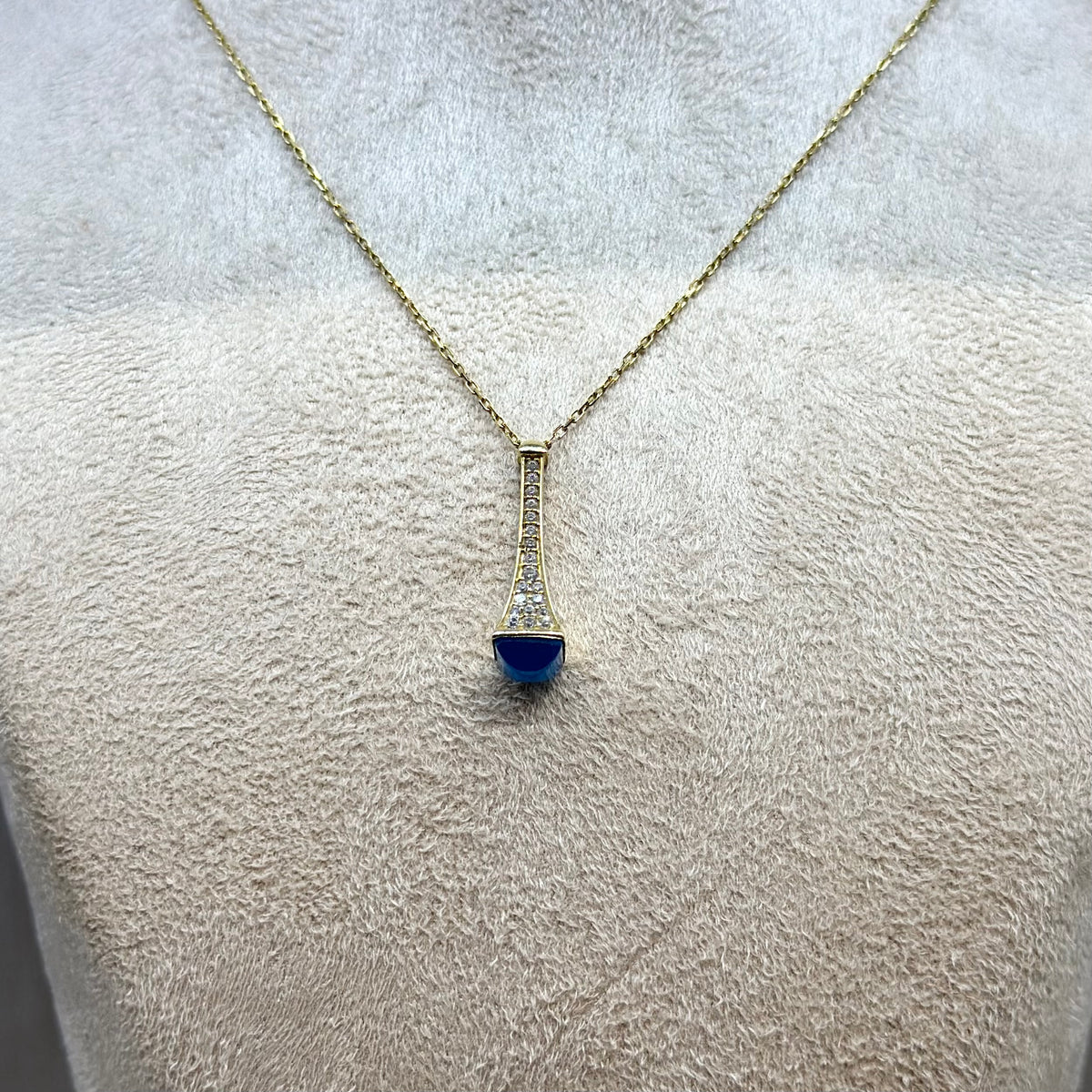 Real 18K Yellow Gold - SJMRLI Blue Necklace
