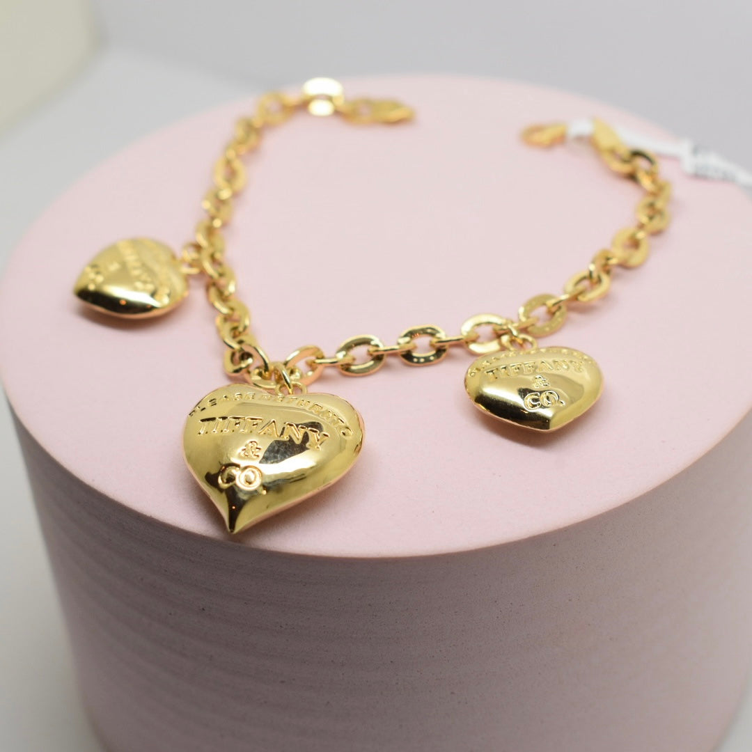 *LIMITED* Real 18K Gold - SJTFNY Hanging Heart Bracelet