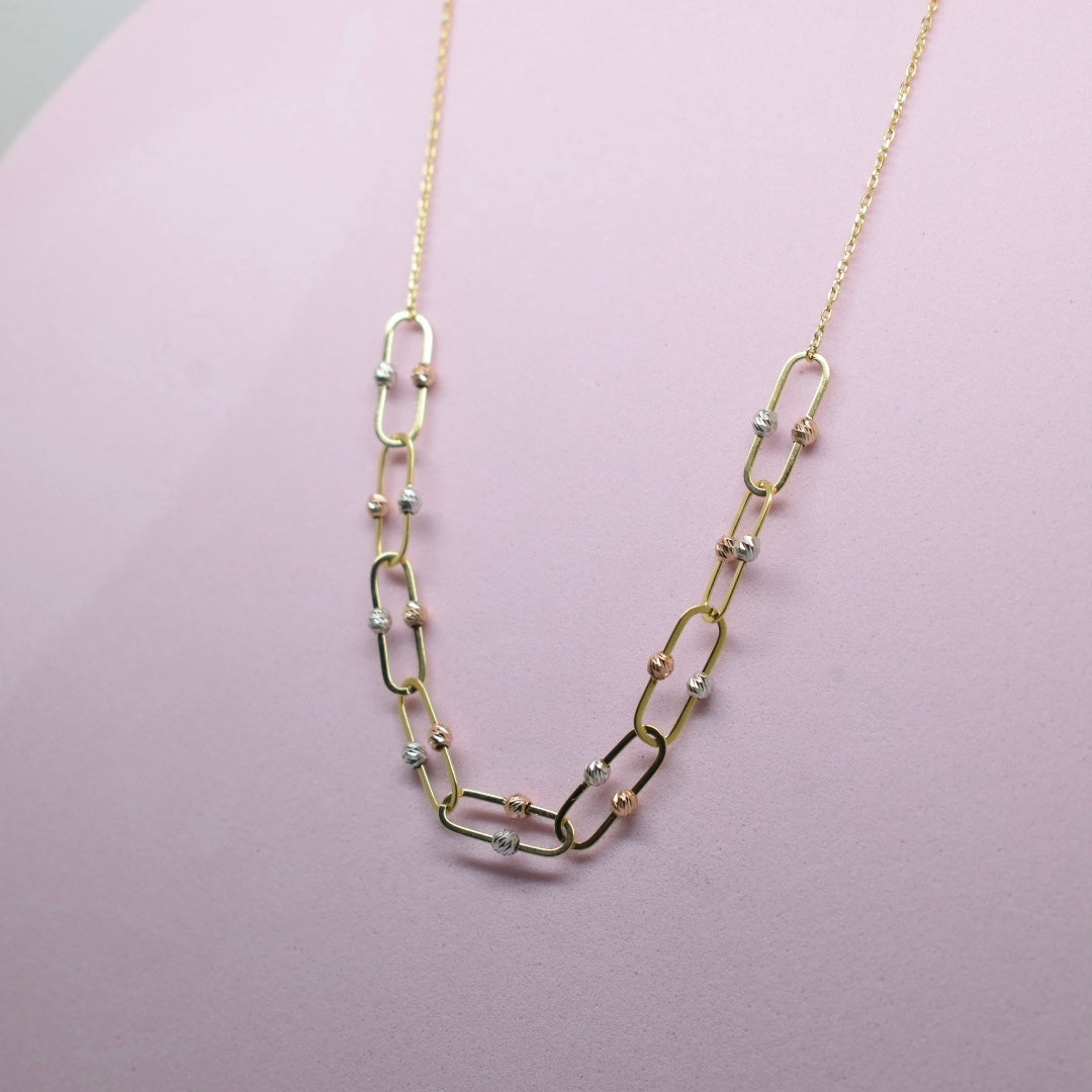 *LIMITED* 18K Gold Paper Clip Ball Necklace Sana Jewellers