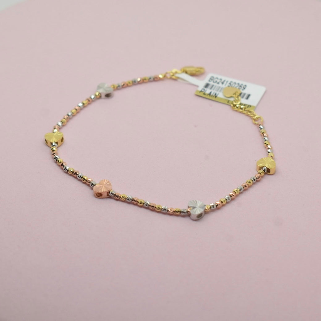 18K Gold - Multi Heart Color Bracelet