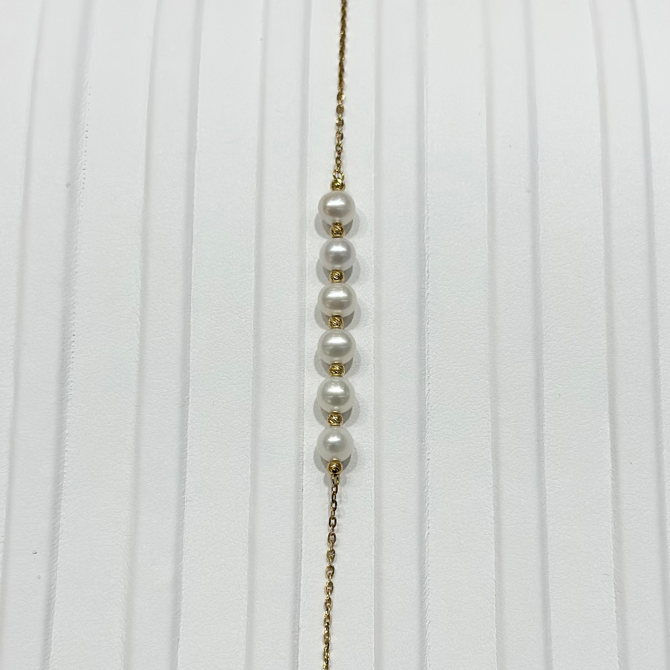 Real 18K Yellow Gold -  Pearls Bracelet