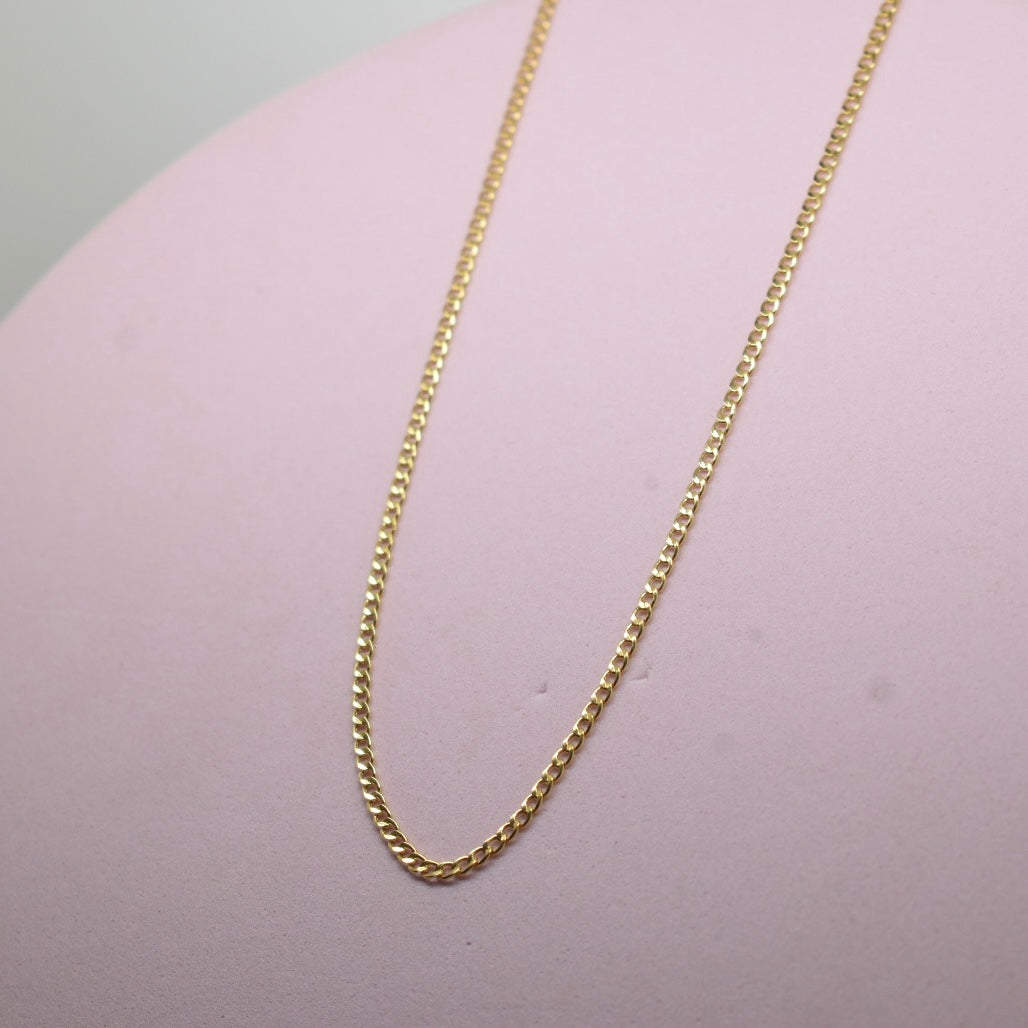 18K Gold - 1.5mm Thin Unisex Curb Chain