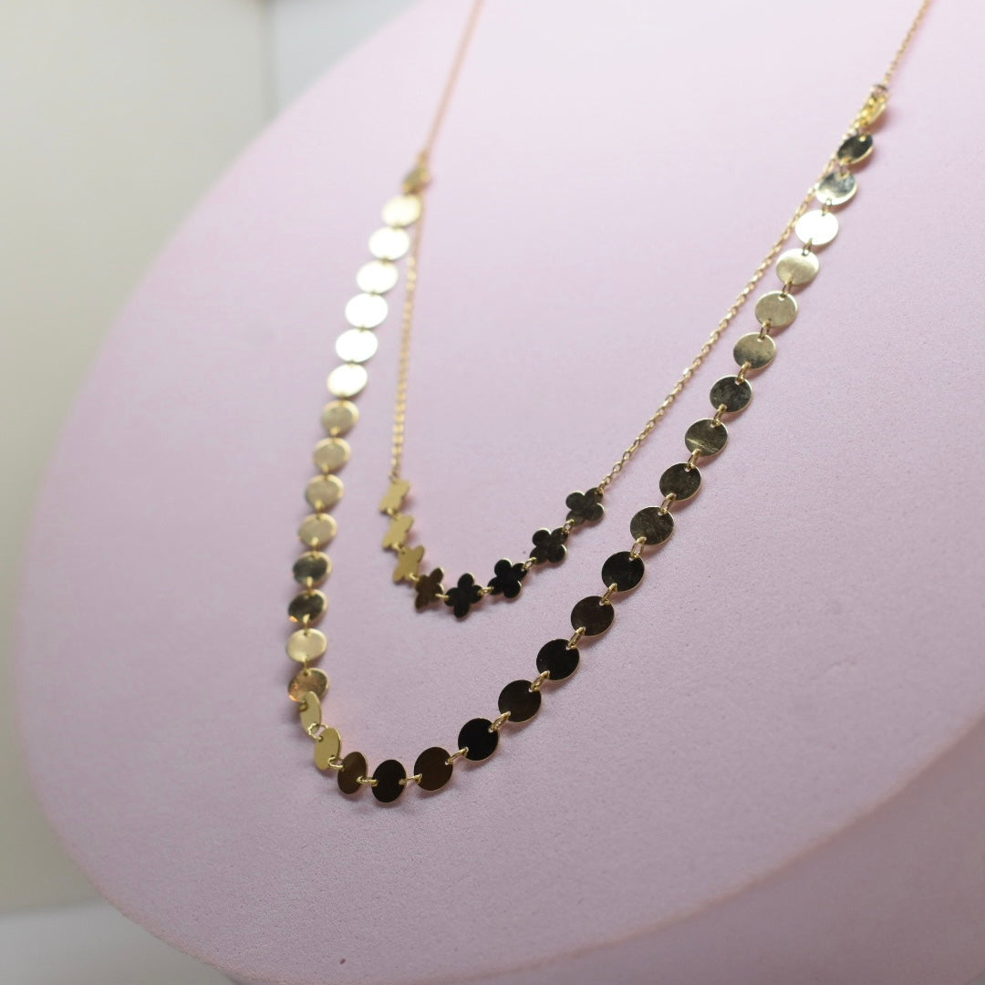 *LIMITED* 18K Gold - Layered Clover Circle Necklace