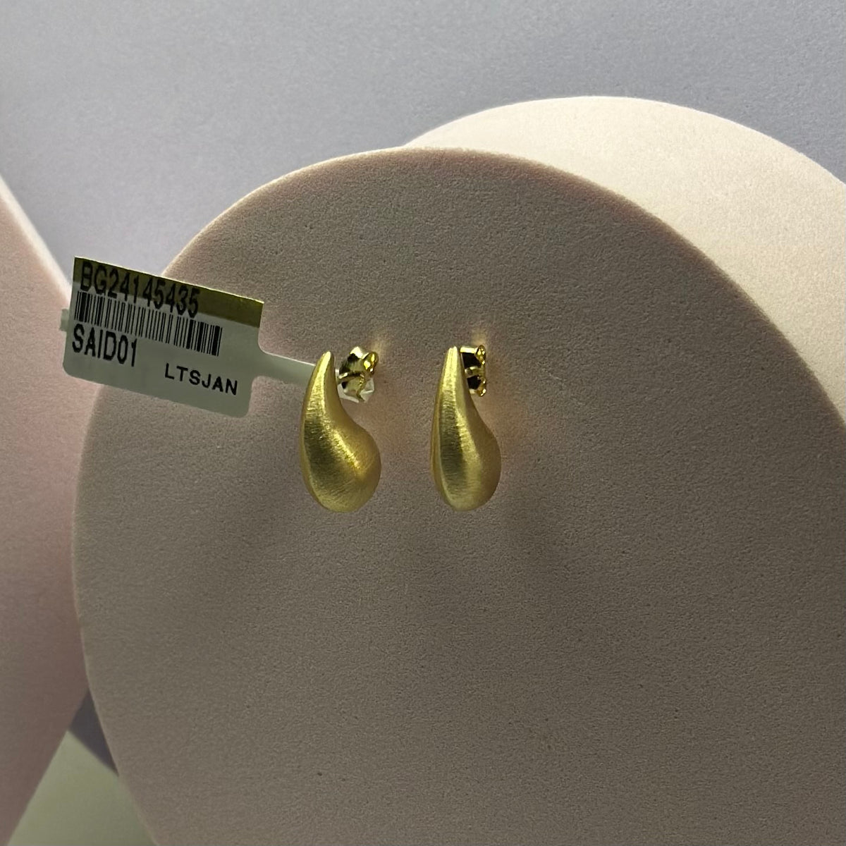 Real 18K Yellow Gold - Chunky Teardrop MATTE Small Earrings