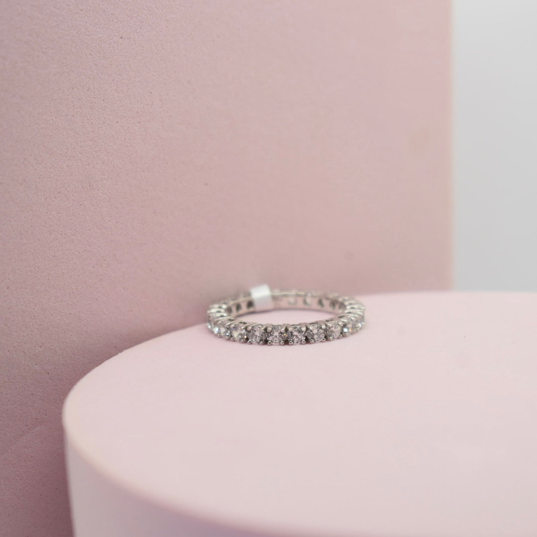 Real 18K White Gold - Eternity Band Ring