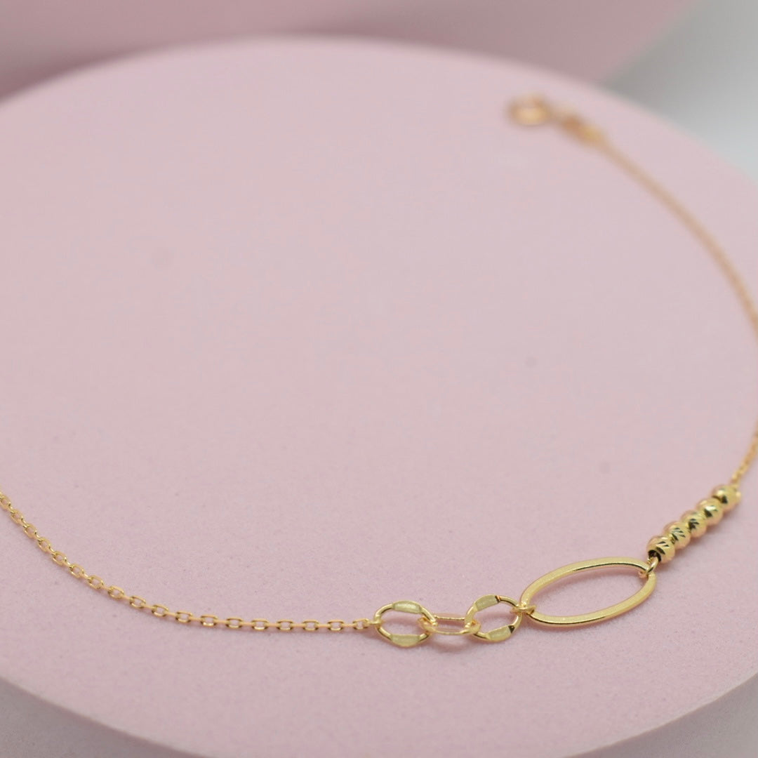 *NEW* Real 18K Yellow Gold - Ball Link Bracelet