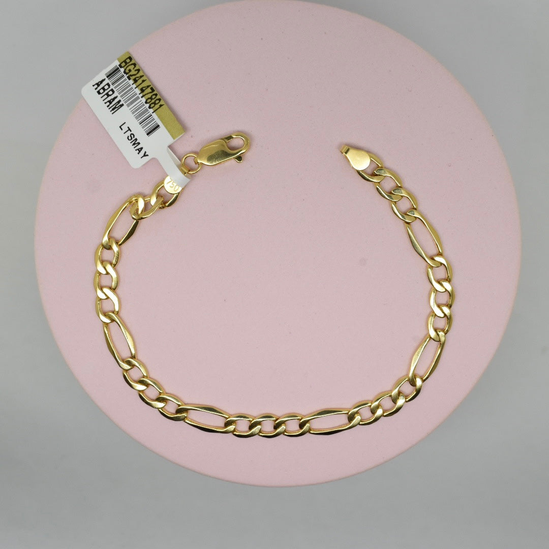 Real 18K Yellow Gold - Unisex Figaro Bracelet