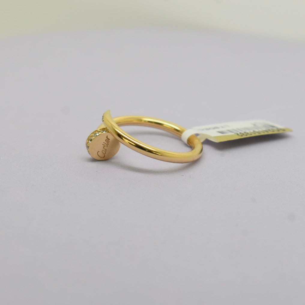 Real 18K Yellow Gold - SJCR Hollow Stone Nail Ring