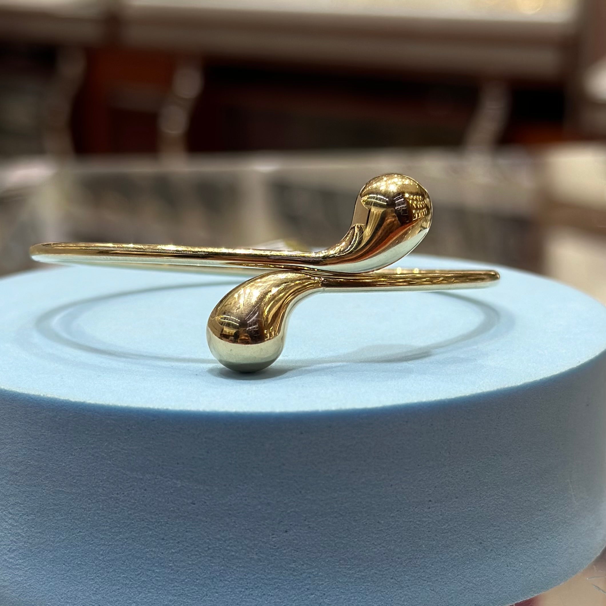 Real 18K Yellow Gold - Teardrop Bangle (Sizes Available)