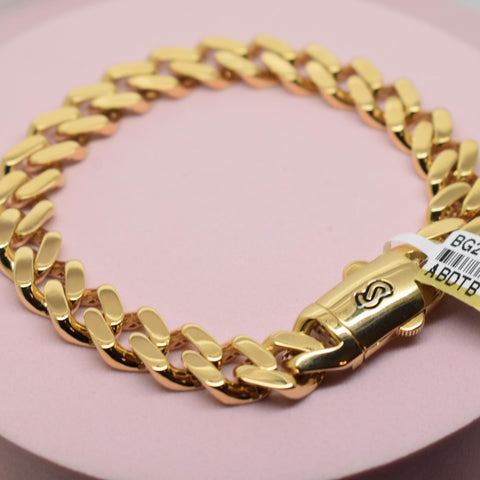 *NEW* Real 18K Yellow Gold - Monaco Classic 10mm Plain Bracelet