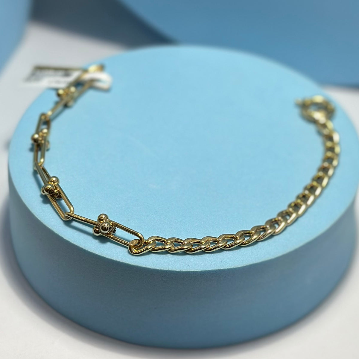 Real 18K Yellow Gold - Hardware and Curb Bracelet