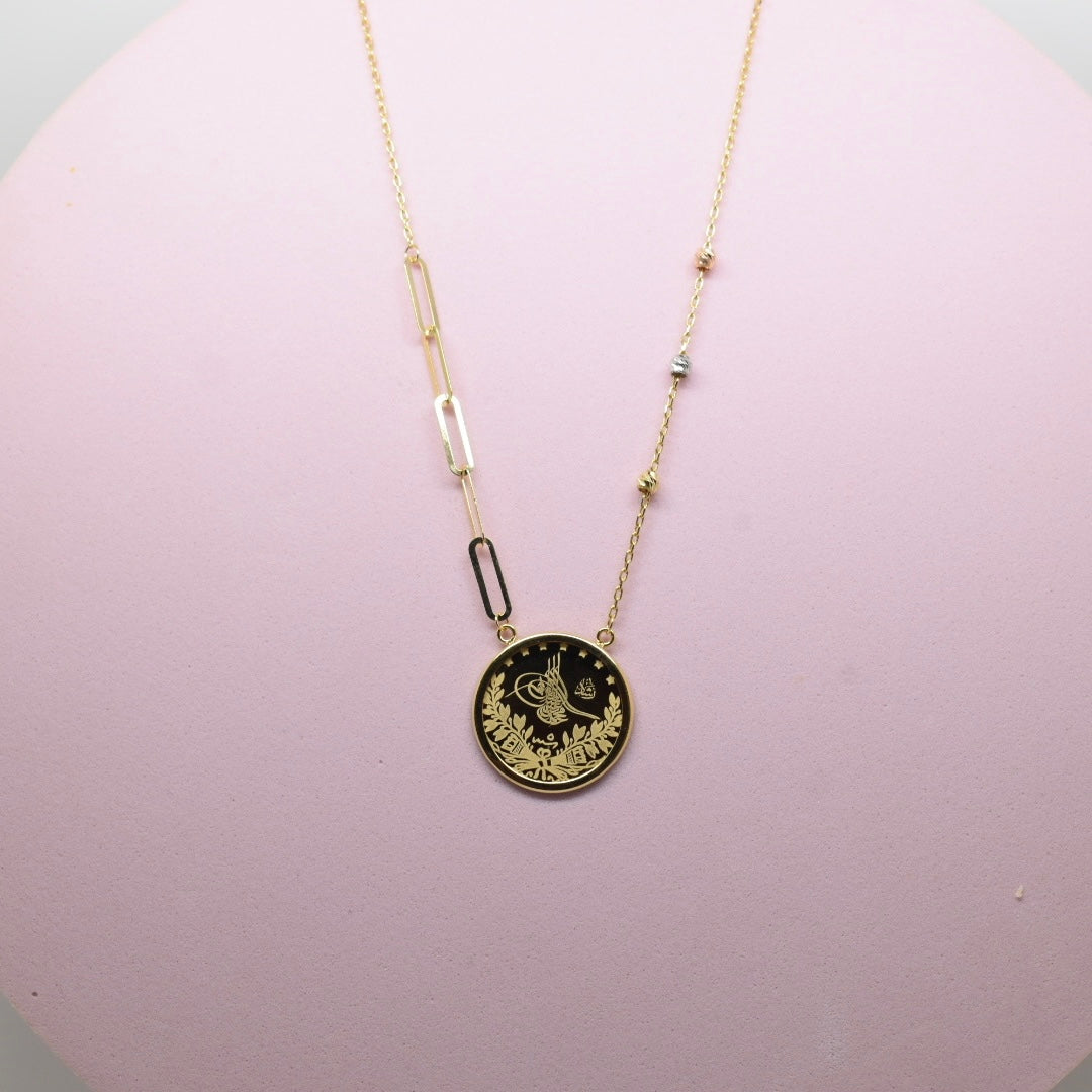 *LIMITED* 18K Gold - Arabic Paper Clip Coin Necklace