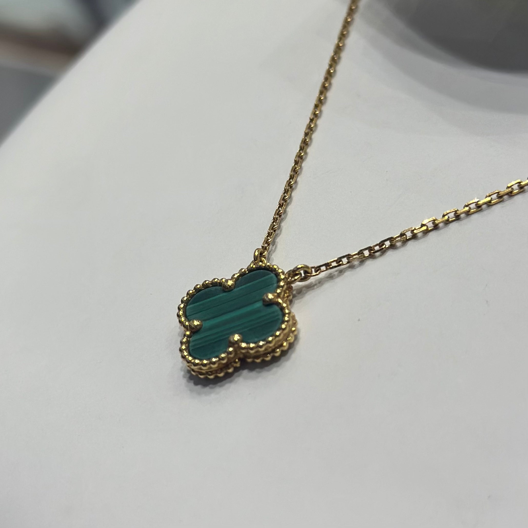 Real 18K Yellow Gold - SJVC 14mm Green Necklace