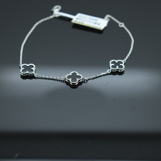 925 Sterling Silver -  SJVC Black 3 Flower Bracelet