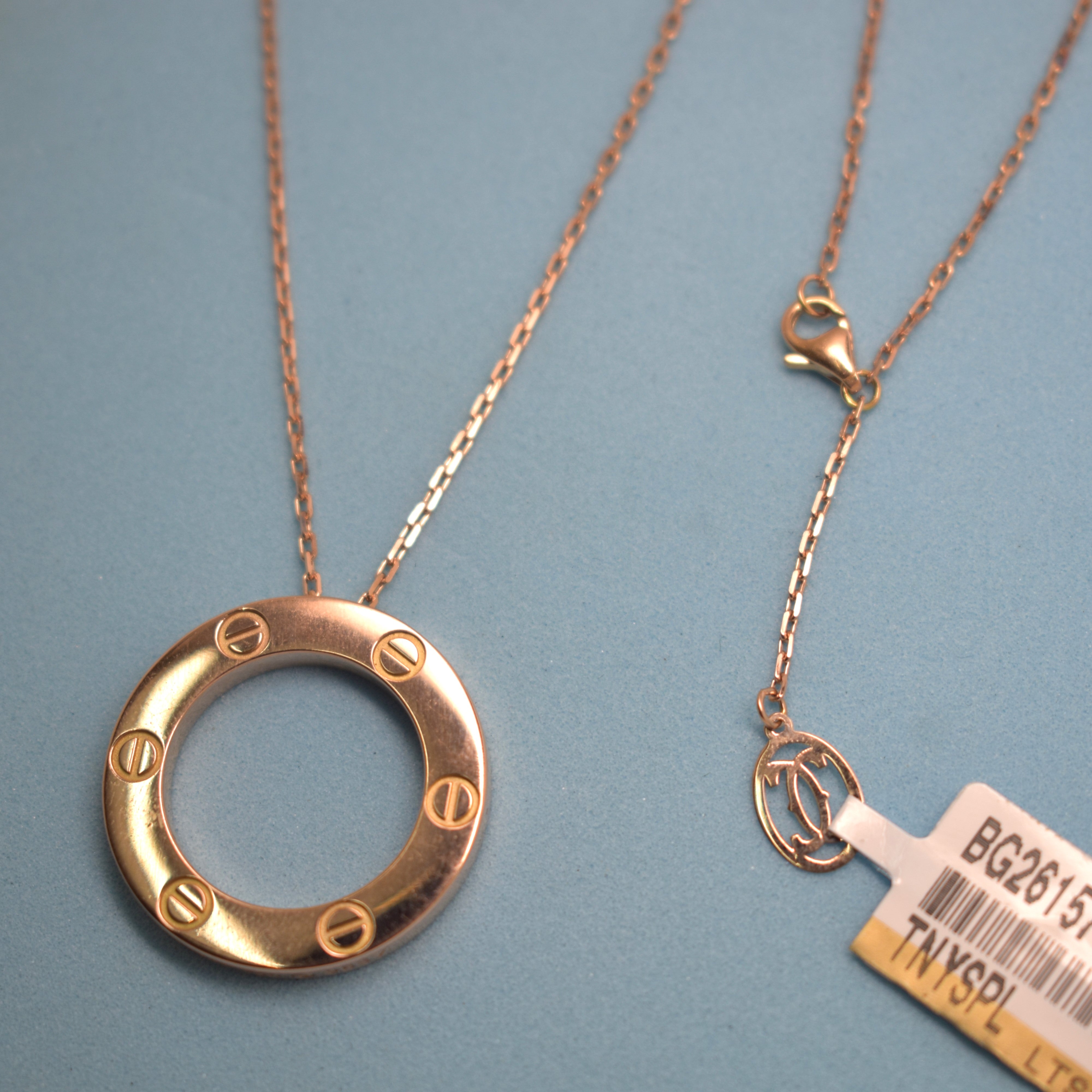 Real 18K Rose Gold - SJCR Plain Love Necklace
