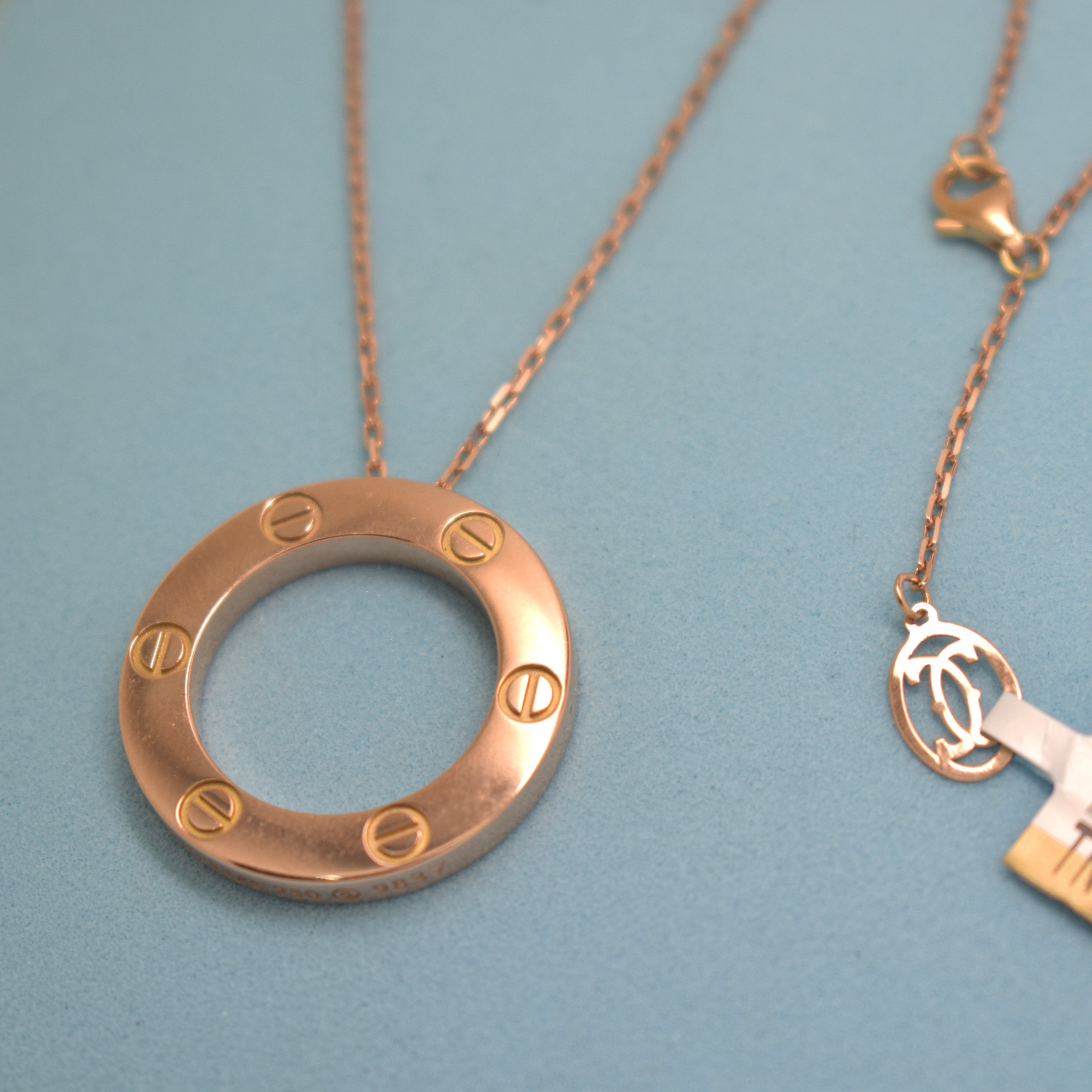 Real 18K Rose Gold - SJCR Plain Love Necklace