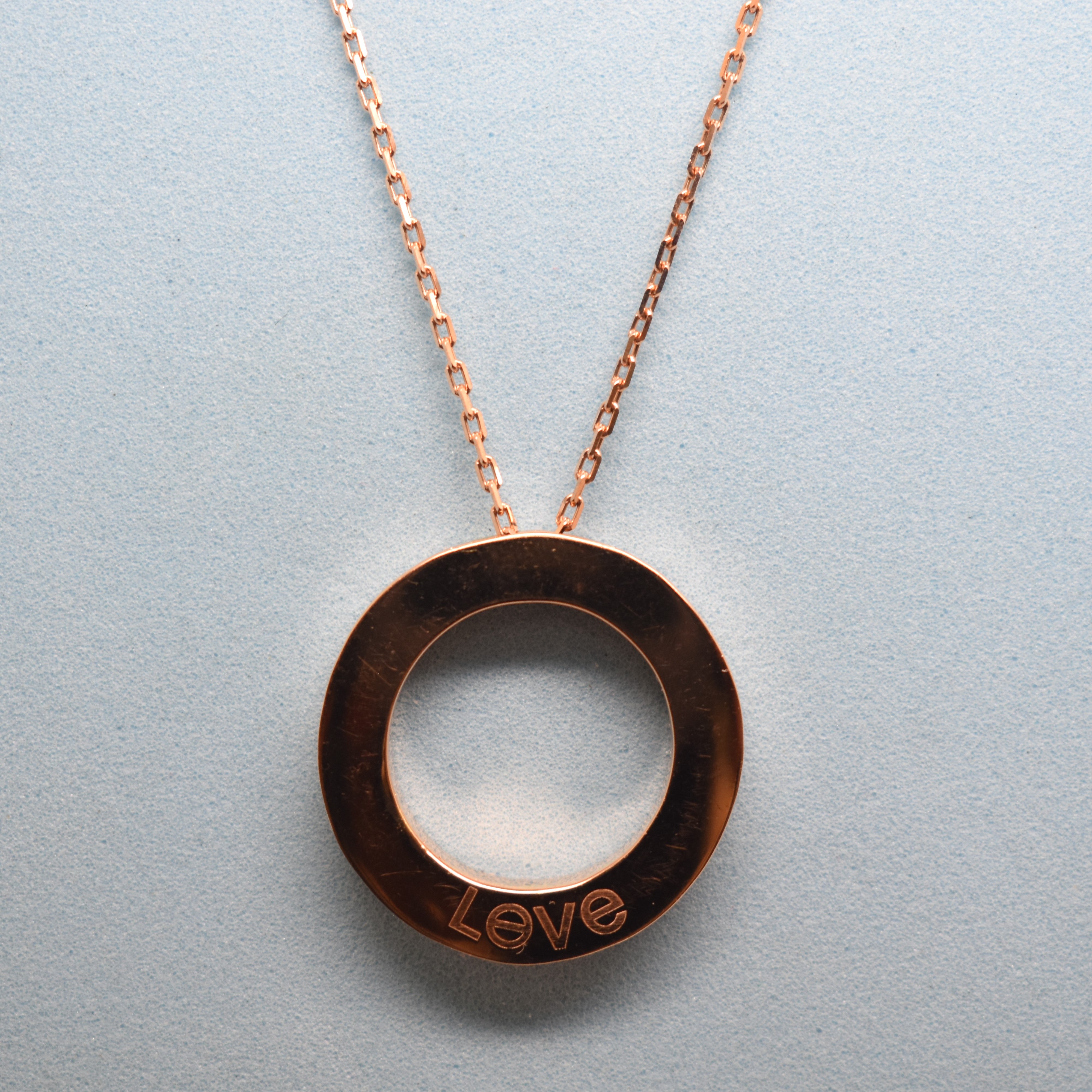 Real 18K Rose Gold - SJCR Paved Stone Love Necklace