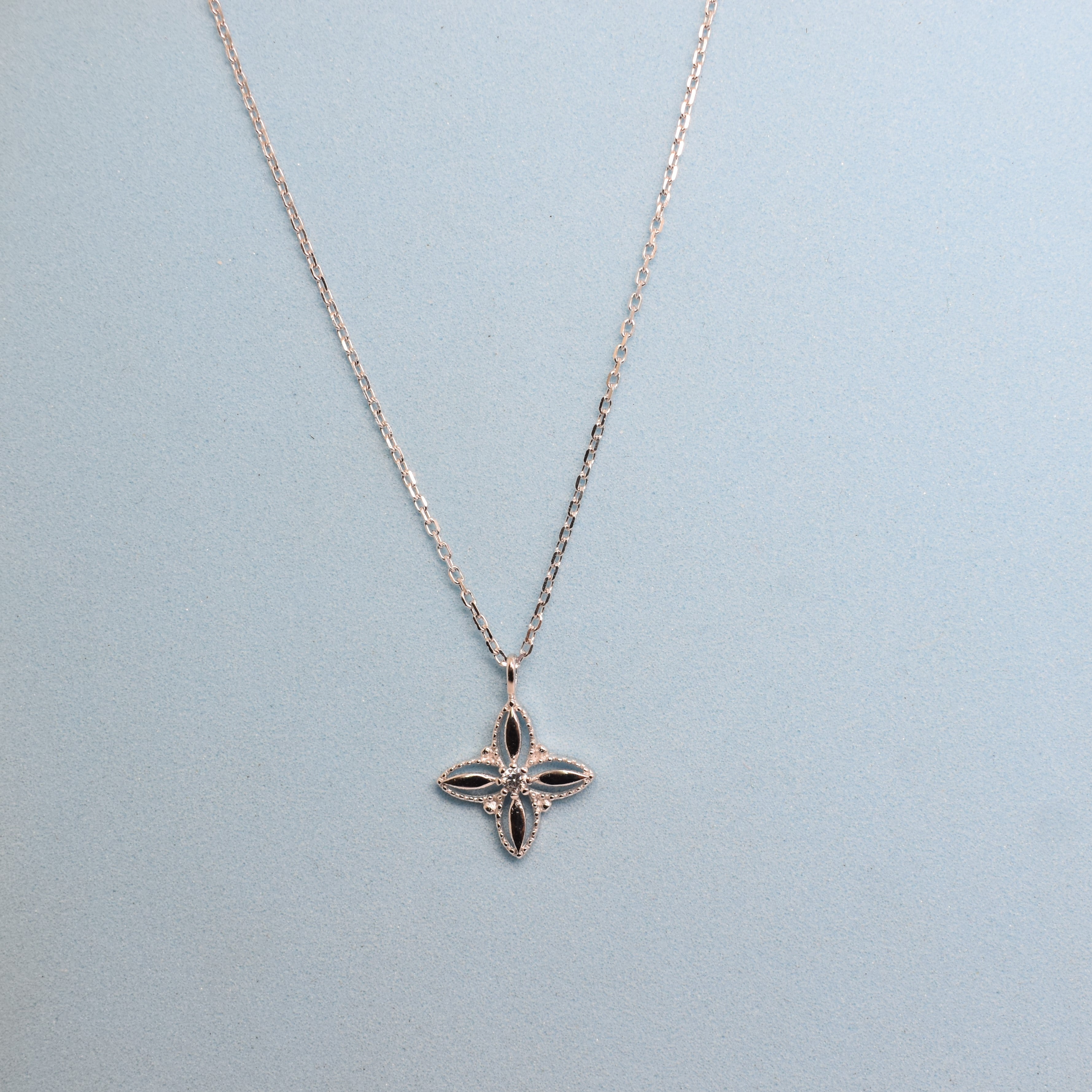 925 Sterling Silver -  Floral Star Necklace