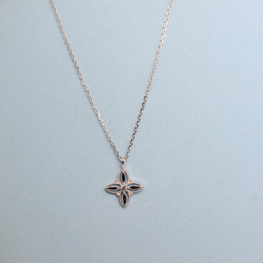925 Sterling Silver -  Floral Star Necklace