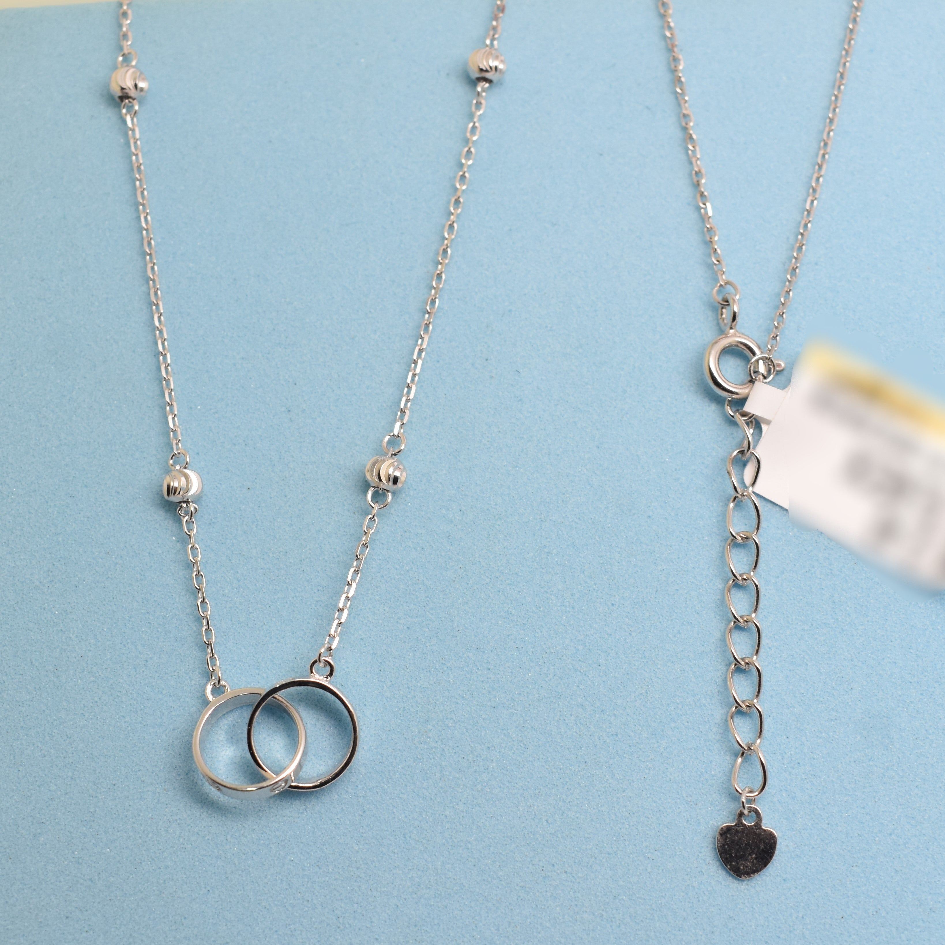 925 Sterling Silver - SJCR Double Ring Ball-Chain Necklace