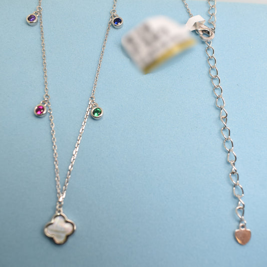 925 Sterling Silver - SJVC Mini Flower Colour-stone Necklace