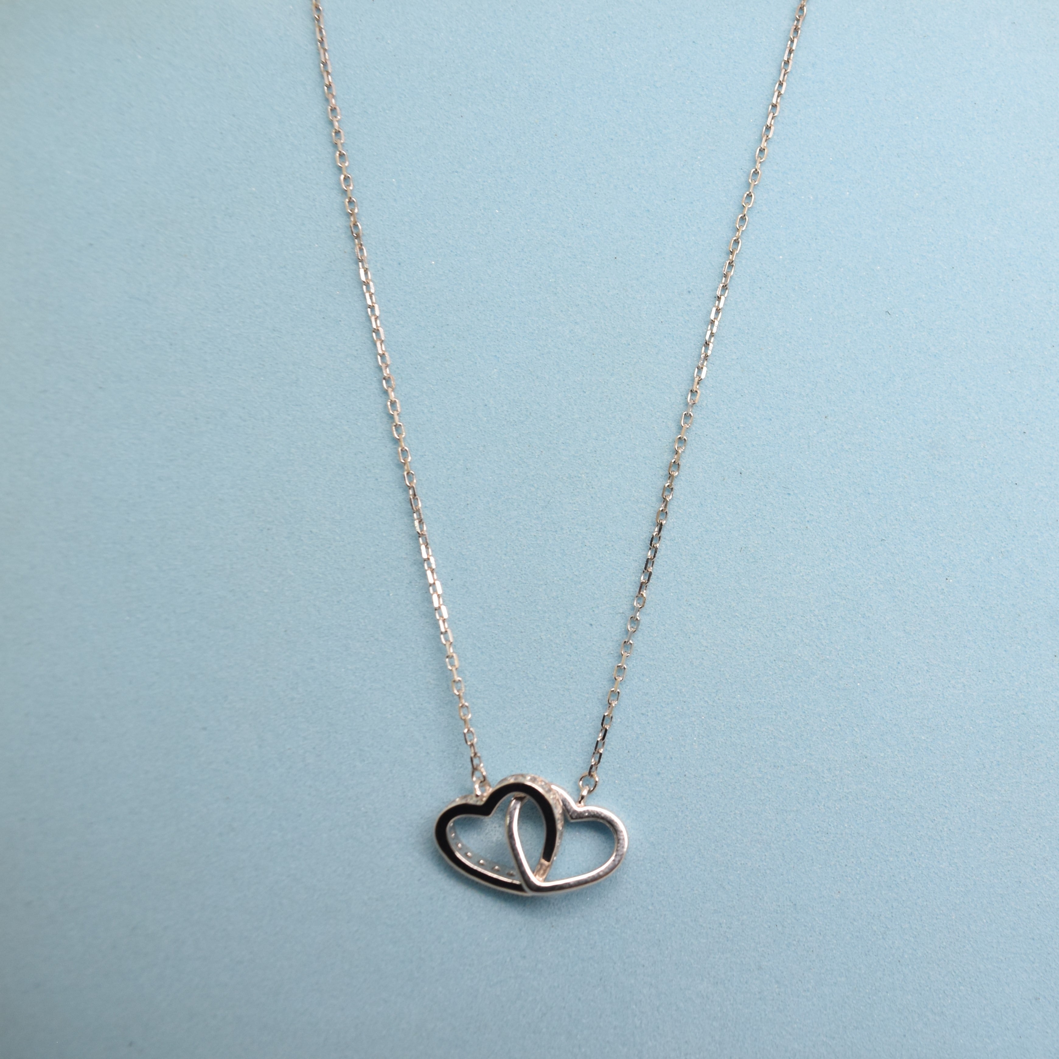 925 Sterling Silver - SJCR Double Heart Necklace
