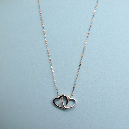 925 Sterling Silver - SJCR Double Heart Necklace