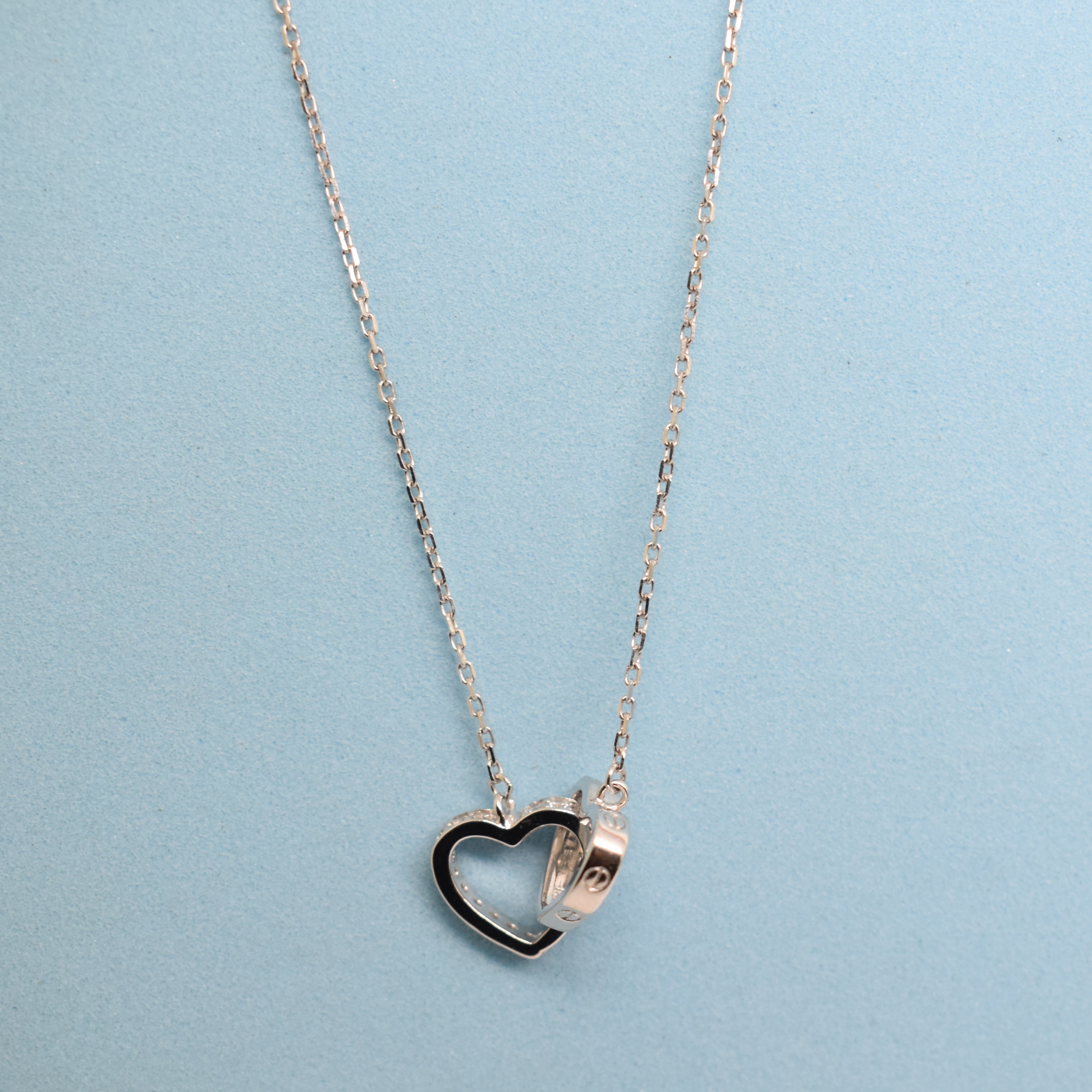 925 Sterling Silver - SJCR Double Heart Necklace