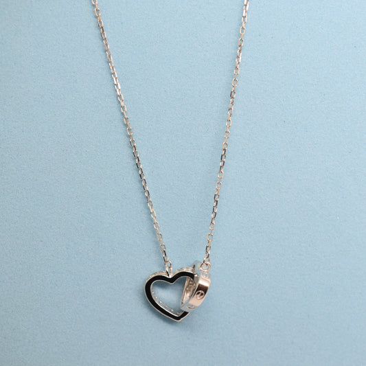 925 Sterling Silver - SJCR Double Heart Necklace