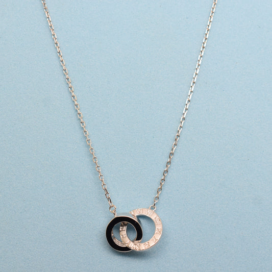 925 Sterling Silver - SJCR Roman Numeral Double Ring Necklace