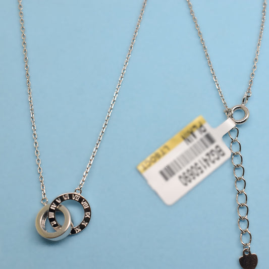 925 Sterling Silver - SJCR Roman Numeral Double Ring Necklace