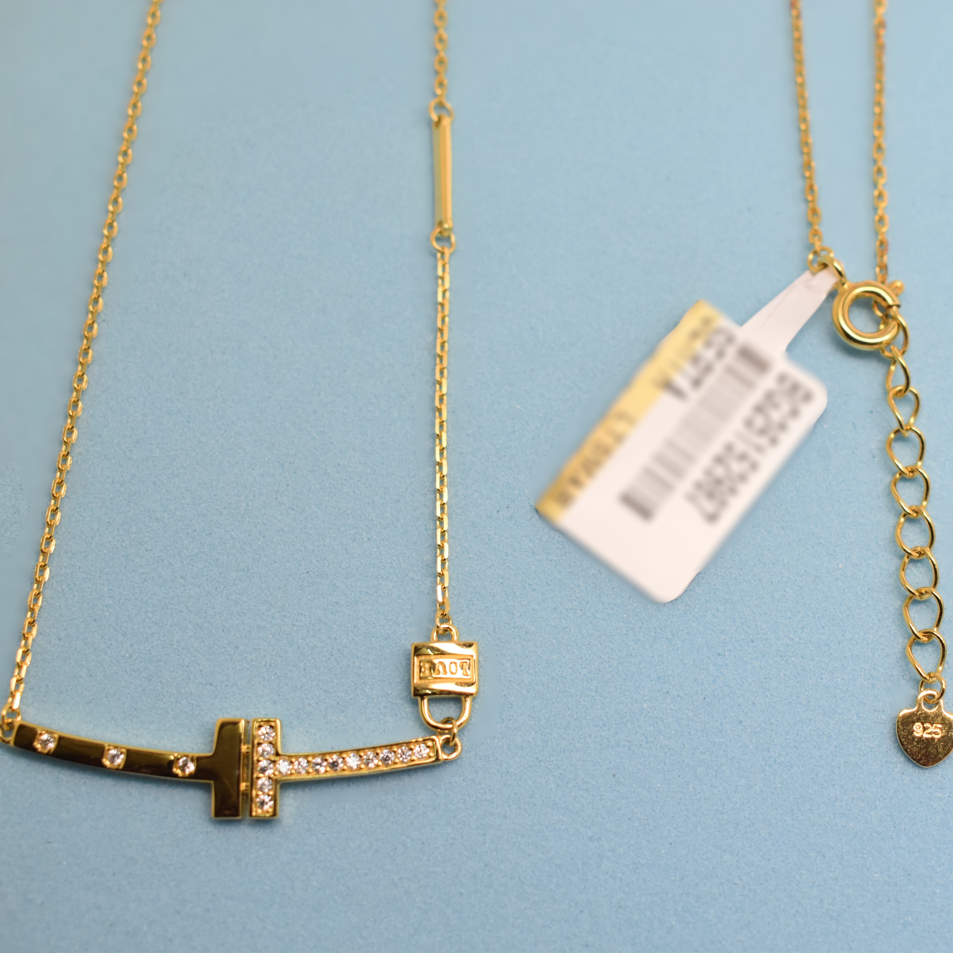 925 Sterling Silver - Yellow T-Bar Latch Necklace