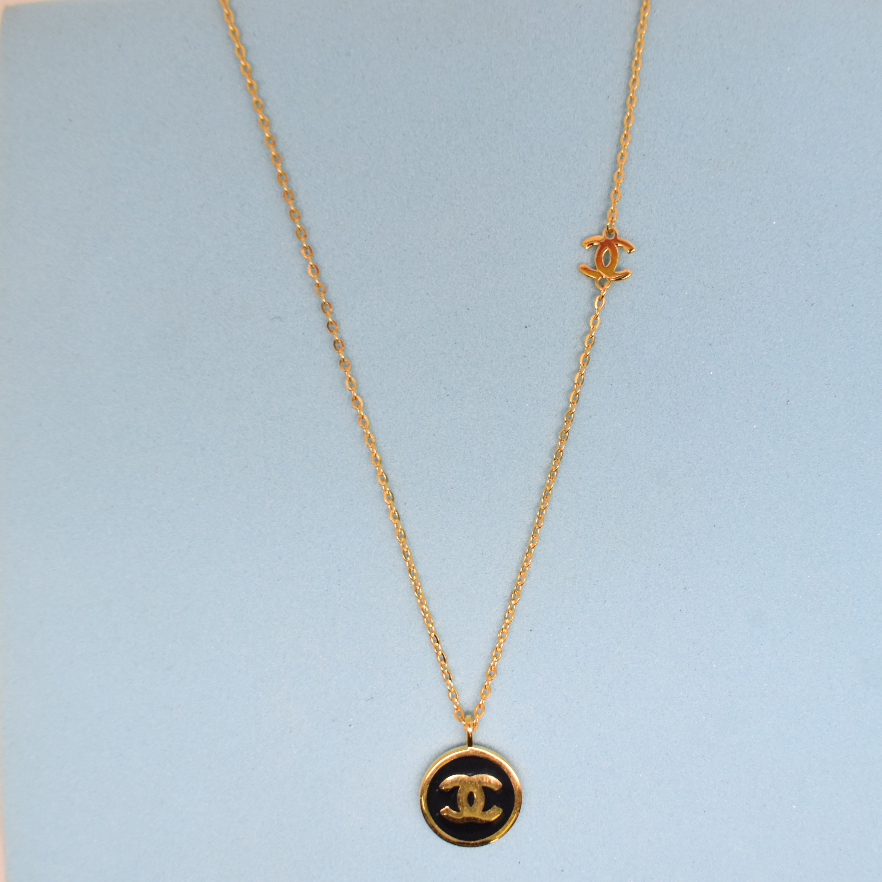 925 Sterling Silver - Yellow CHANEL Disk Necklace