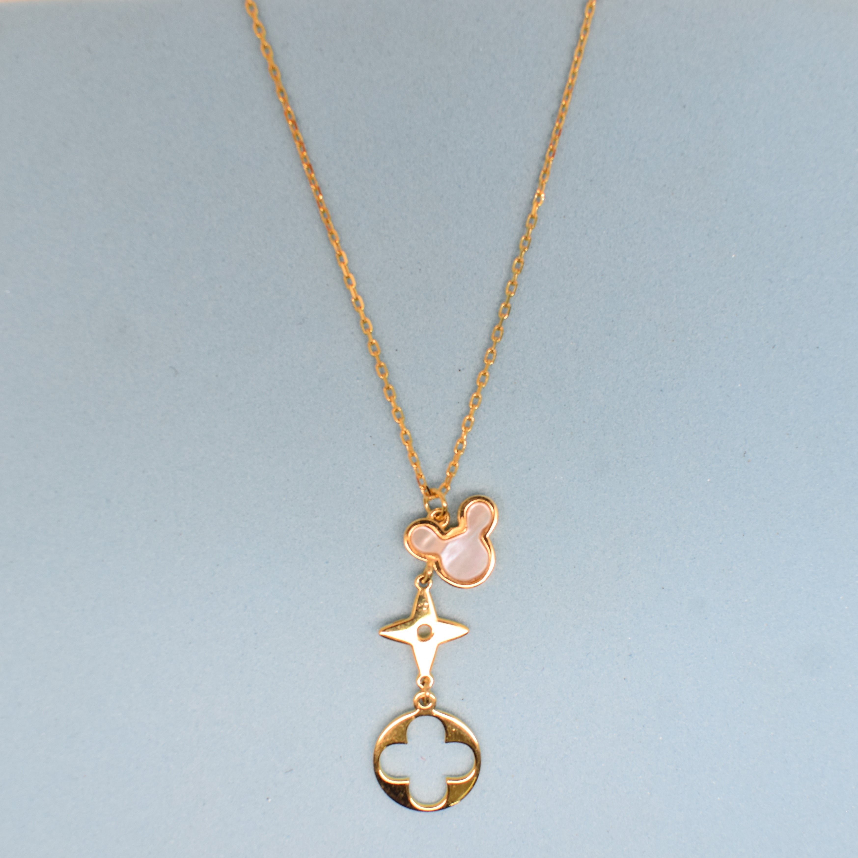 925 Sterling Silver - Yellow Magic Clover Drop Necklace