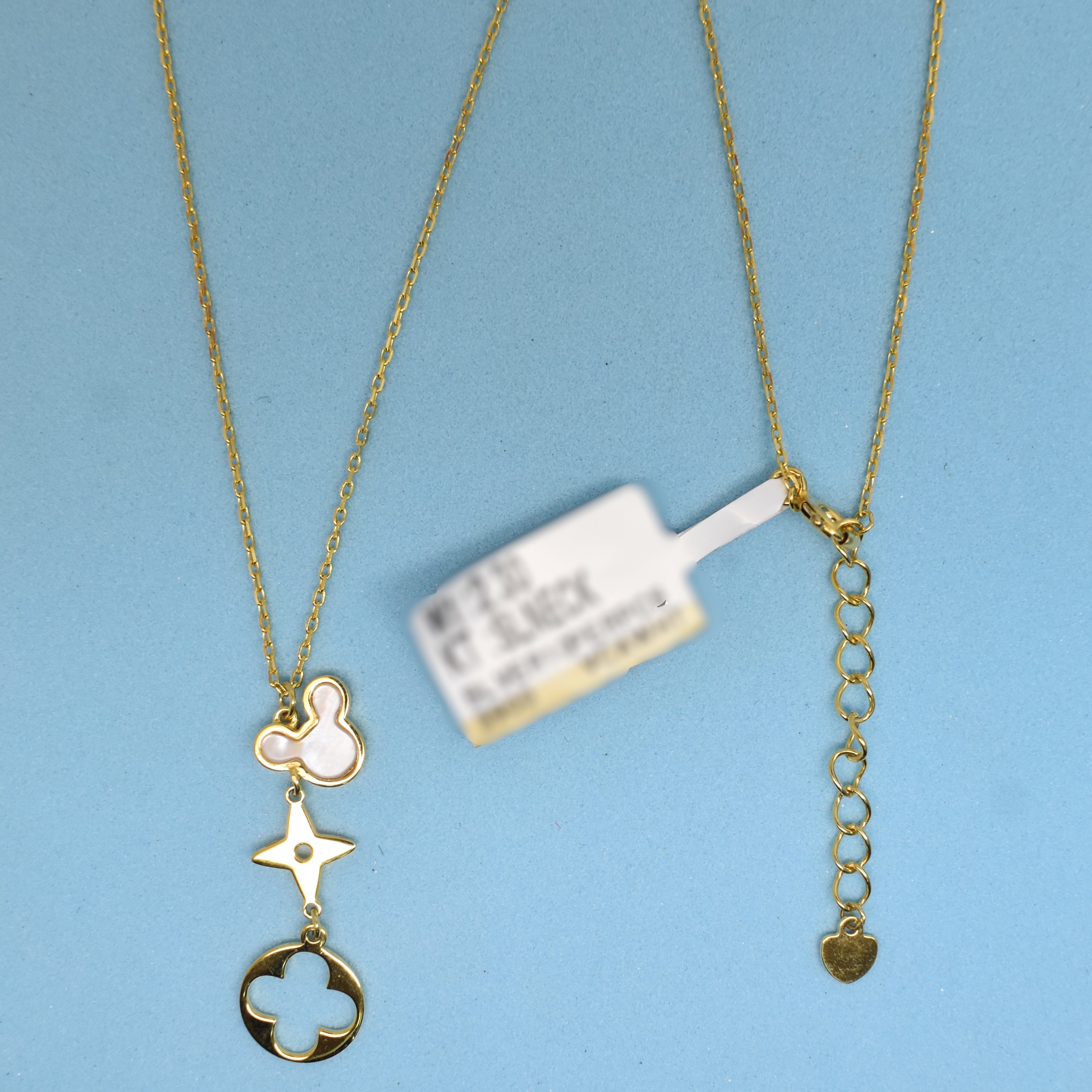 925 Sterling Silver - Yellow Magic Clover Drop Necklace