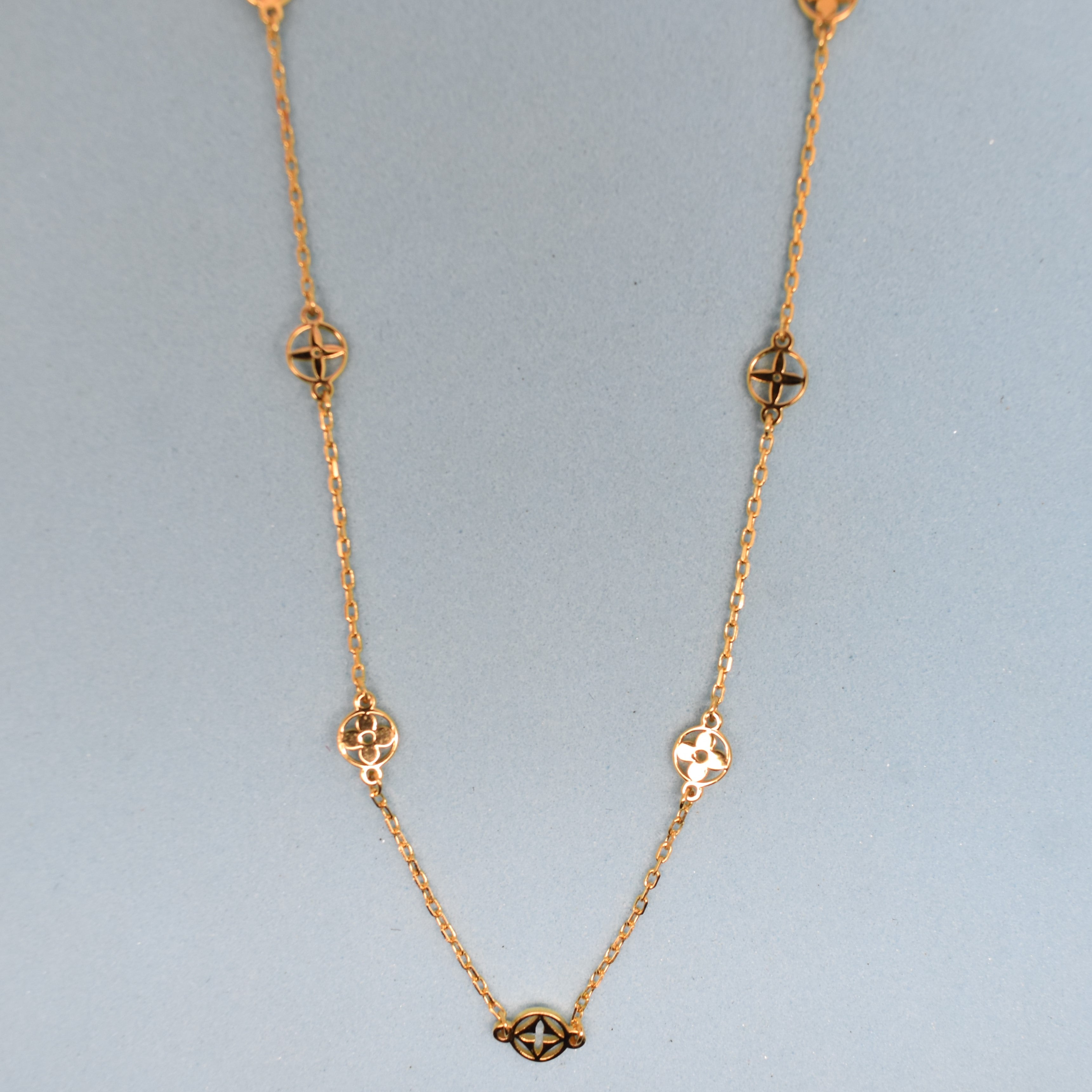 925 Sterling Silver - Yellow Bloom and Star Station Chain Necklace