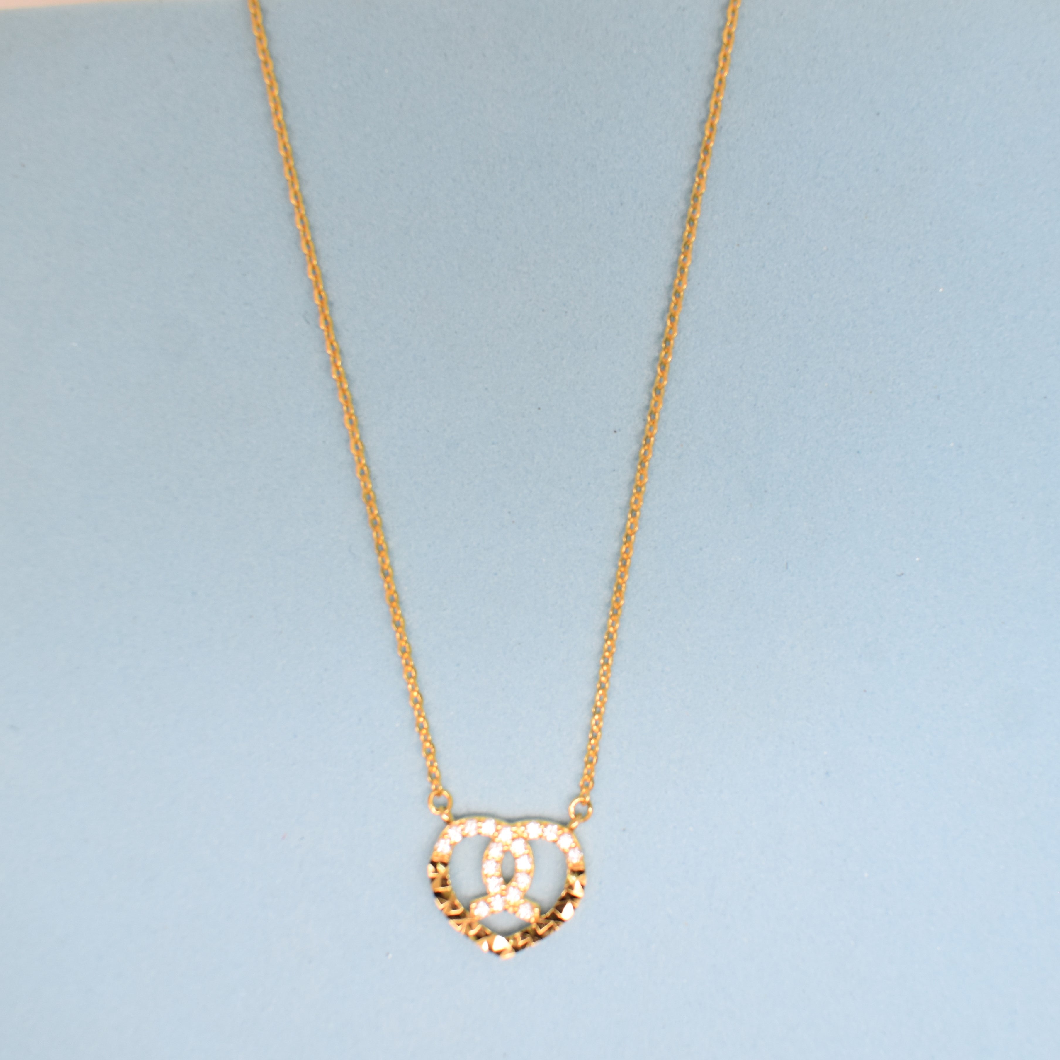 925 Sterling Silver - Yellow Entwined Heart Necklace