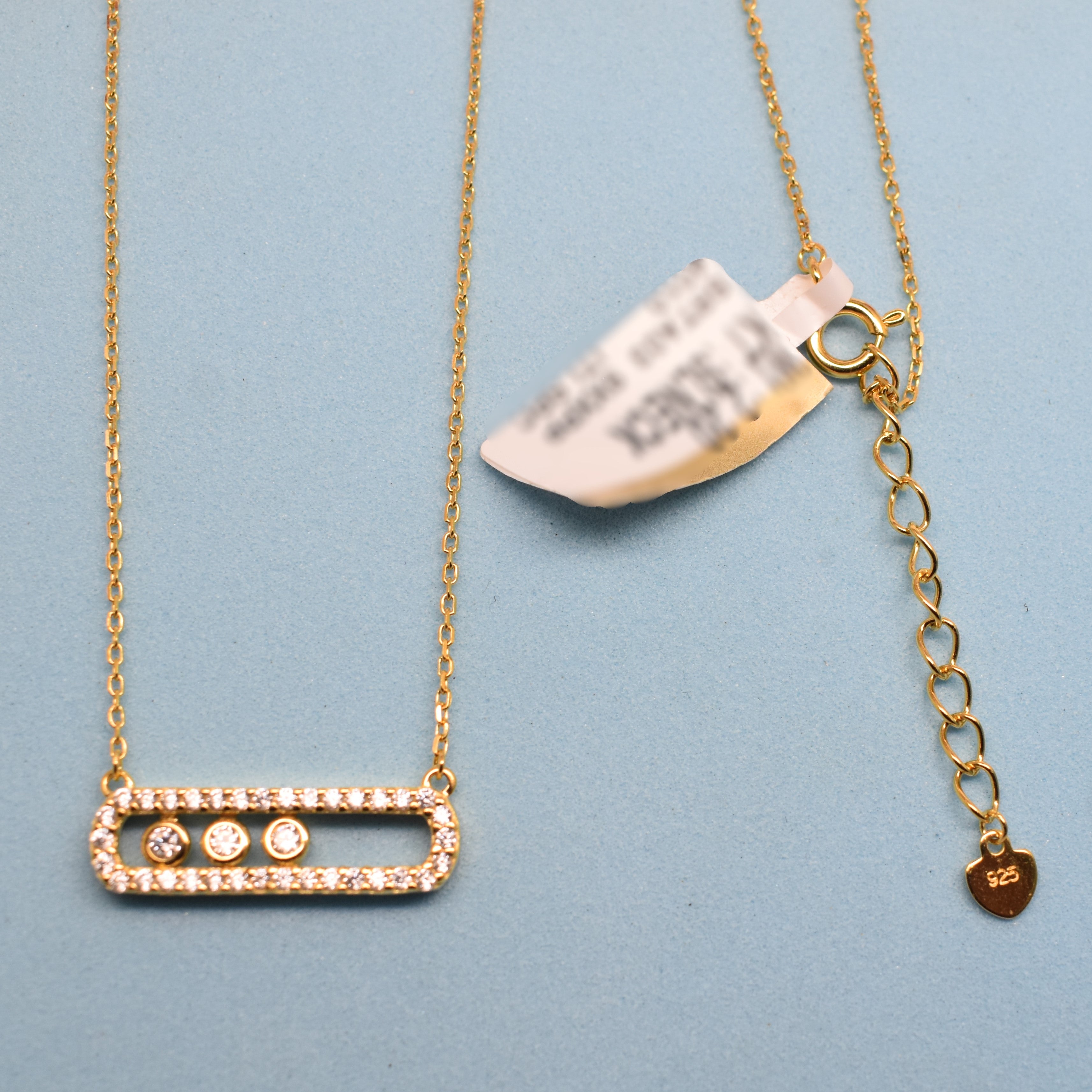 925 Sterling Silver - Yellow SJMSK Move Classic Pave Necklace