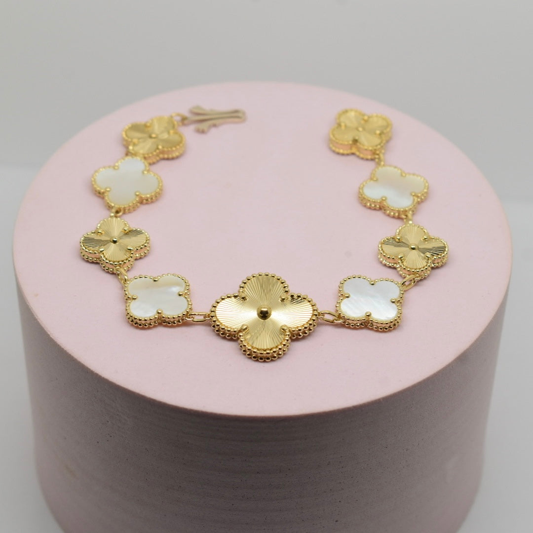 18K Yellow Gold - SJVC MOP Large Flower Bracelet