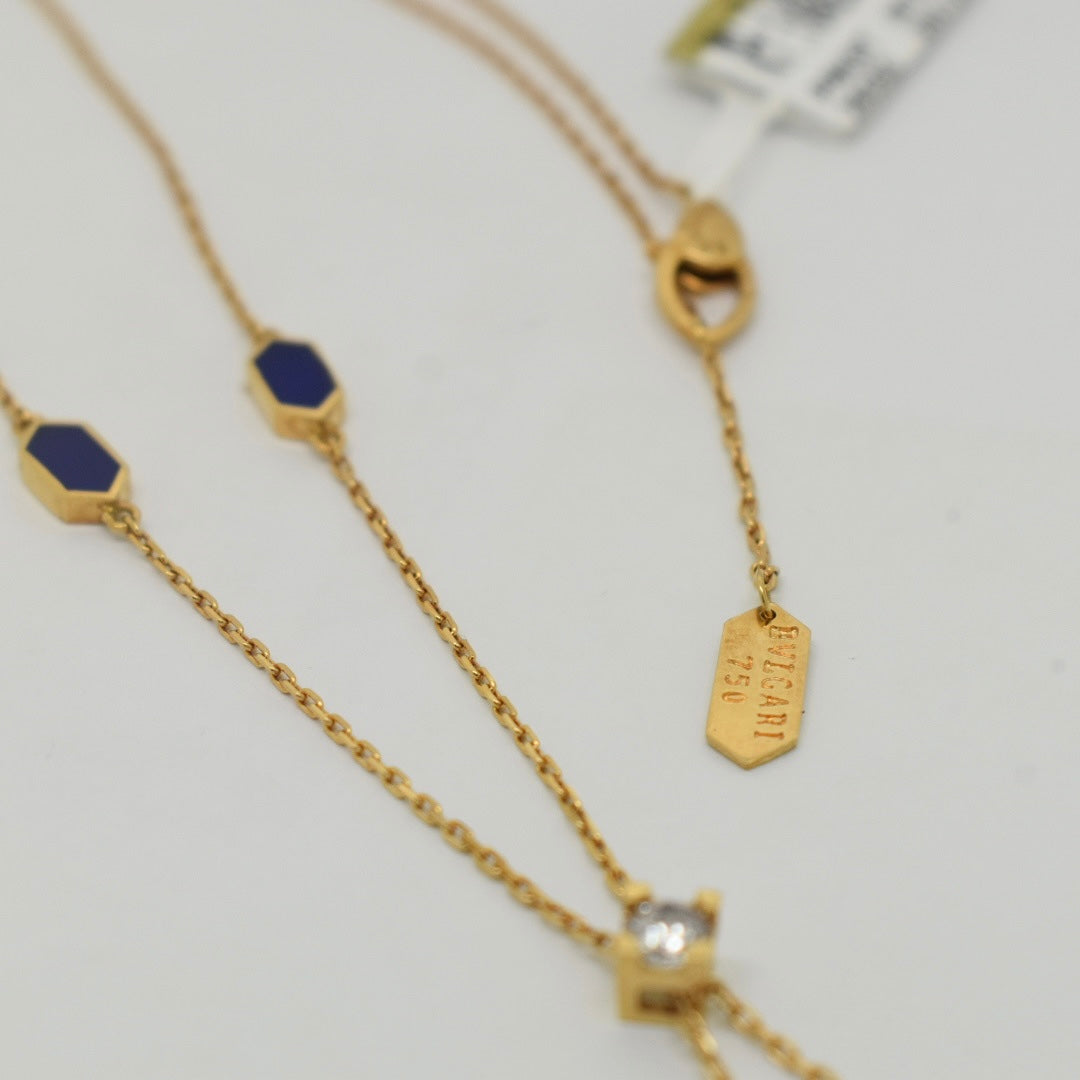 18K Yellow Gold - SJBV Blue Snake Necklace