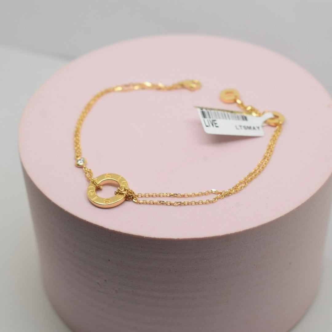 Real 18K Yellow Gold - SJCR Double Chain Bracelet