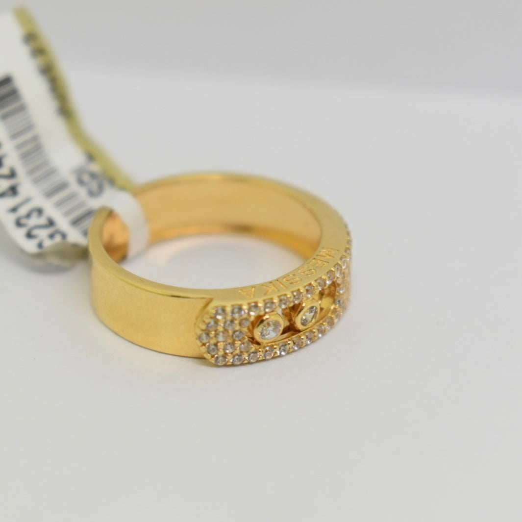 *LIMITED* Real 18K Yellow Gold - SJMSK Half Stone Move Band Ring